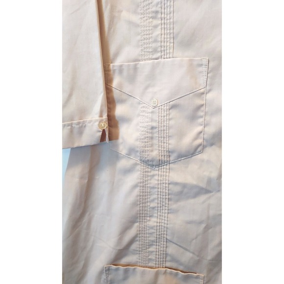 Vintage Romani Collection Guayabera Rockabilly Beige XL Bowling Shirt Mens - Picture 4 of 8